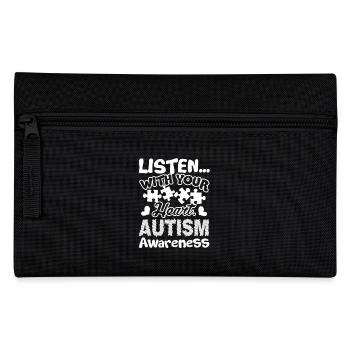 Autism Awareness Listen Autism With Heart - Pencil Case - black - Front