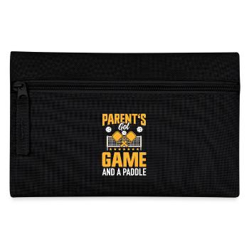 Pickleball Eltern Paddleball Mama Papa Paddle - Federtasche - Schwarz - Vorne