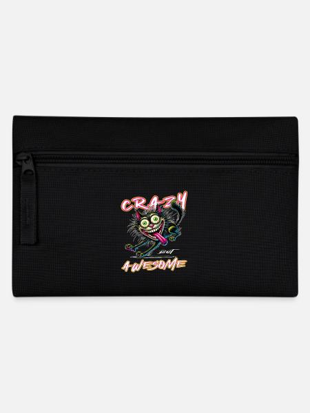 Crazy but Awesome cat comic style - Pencil Case - black