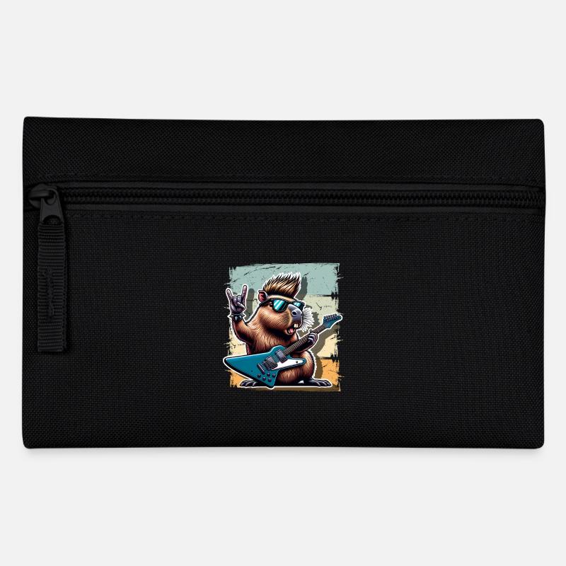Capybara Rock and Roll Gitarrist - Federtasche - Schwarz