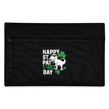 Happy St. Pat T-Rex Day Dinosaur T-Rex Shamrocks - Pencil Case - black - Front