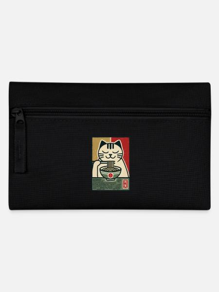Ramen Nudeln Katzenliebhaber Retro Kawaii Katzen - Federtasche - Schwarz
