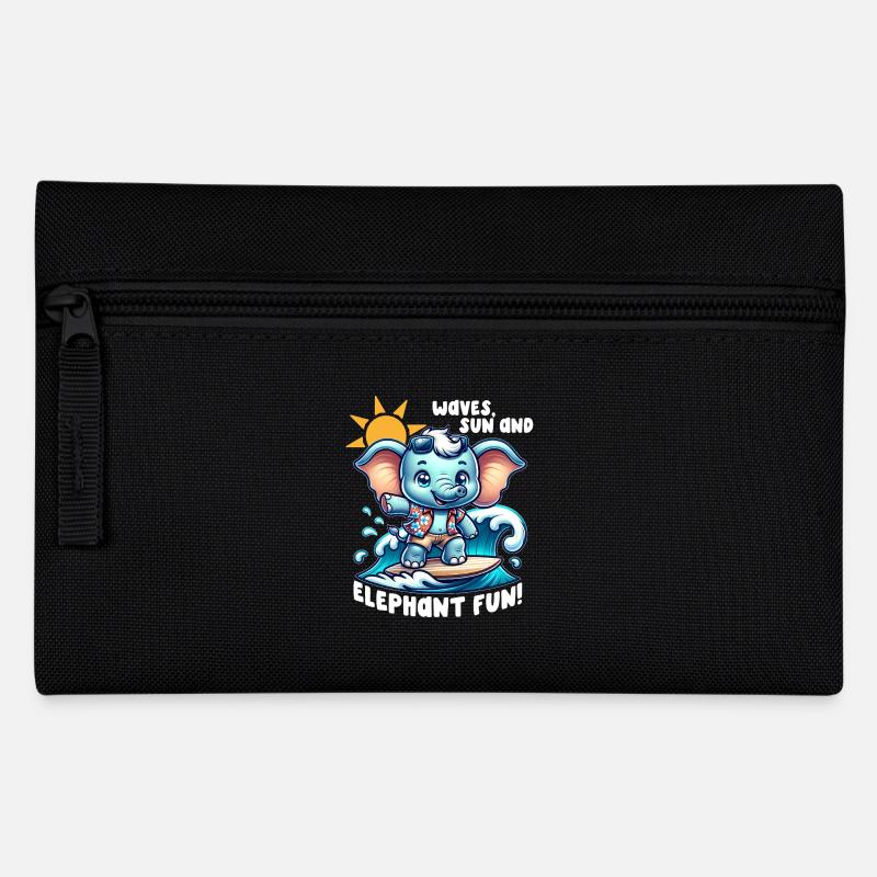 Elefanten-Surfer - Federtasche - Schwarz