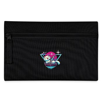 Kawaii Katze Mit Ramen Nudeln Japan Synthwave Stil - Federtasche - Schwarz - Vorne