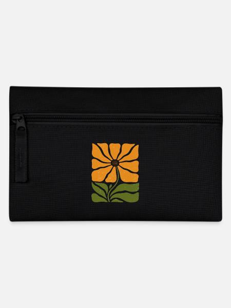 Boho-Wildblume im Sonnenblumen-Stil - Federtasche - Schwarz