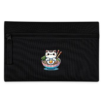 Kawaii Cat in Ramen Bowl Streetwear - Pencil Case - black - Front