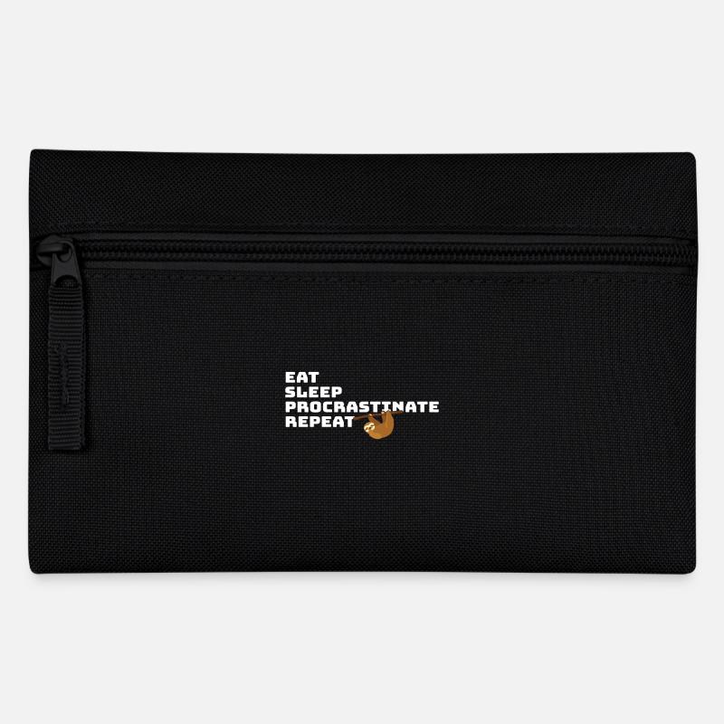 Eat Sleep Procrastinate Repeat – Lustiges Faultier - Federtasche - Schwarz