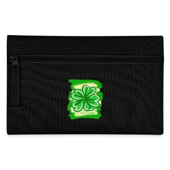 Kleeblatt handgemalt Glücksblatt St patricks Tag - Federtasche - Schwarz - Vorne