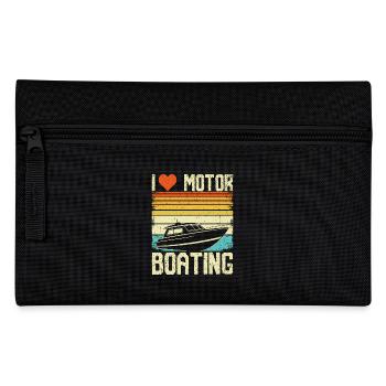 Retro Motorboat Driving Design - Pencil Case - black - Front