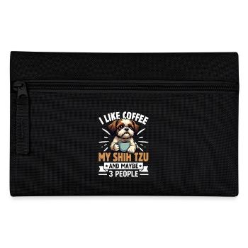 Coffee and Shih Tzu Funny Dog Design - Pencil Case - black - Front