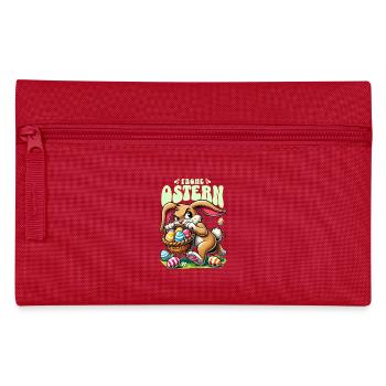 Happy Easter funny bunny with eggs - Pencil Case - red - Front