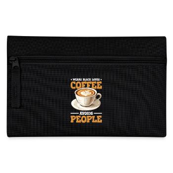 Wears Black Loves Coffee Avoids People 2 - Federtasche - Schwarz - Vorne