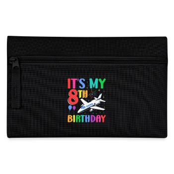 It's My 8th Birthday Flugzeug Party - Federtasche - Schwarz - Vorne