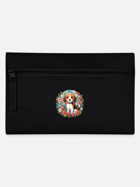 Beagle Bloemen - Etui - zwart