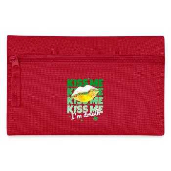 St. Patricks Day Kiss Me I m Drunk Spruch Lustig - Federtasche - Rot - Vorne