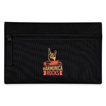Funny Harmonica Player Rocks Harmonica - Federtasche - Schwarz - Vorne