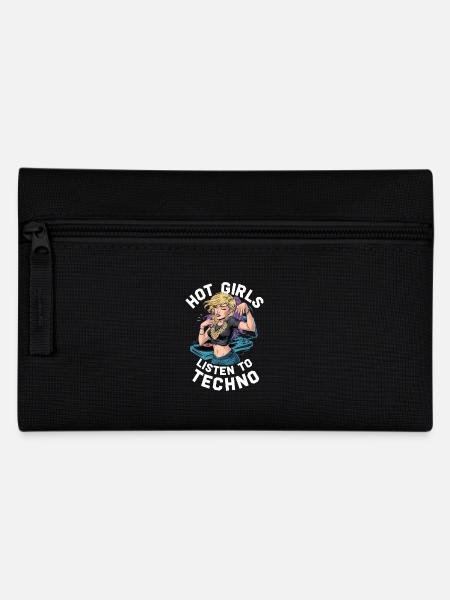 Girls Who Love To Listen To Techno Music Und - Federtasche - Schwarz