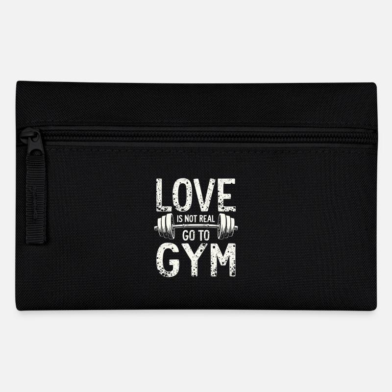 Love is not real – Go to Gym - Gym Spruch - Federtasche - Schwarz
