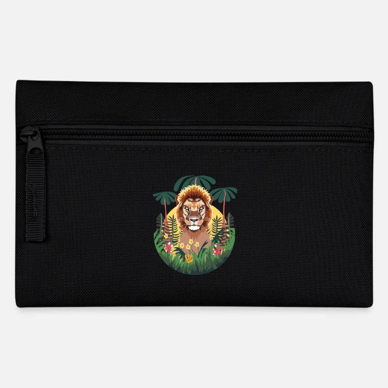 Löwen-Dschungel - Federtasche - Schwarz