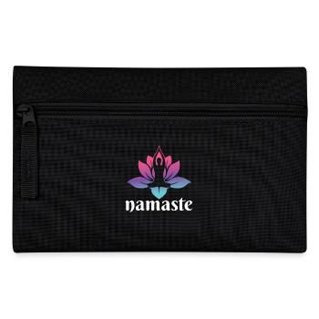 Namaste Lotus – Spirituelles Yoga Design - Federtasche - Schwarz - Vorne