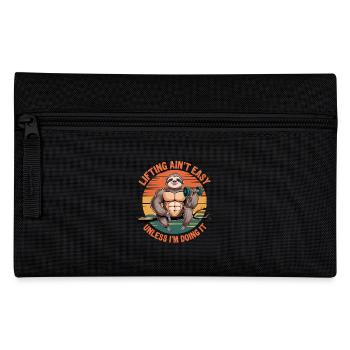 Lifting is not easy, sloth with dumbbell in the - Pencil Case - black - Front