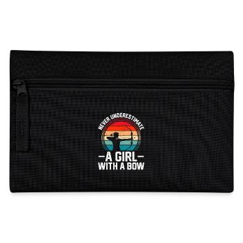Never Underestimate A Girl With A Bow - Pencil Case - black - Front