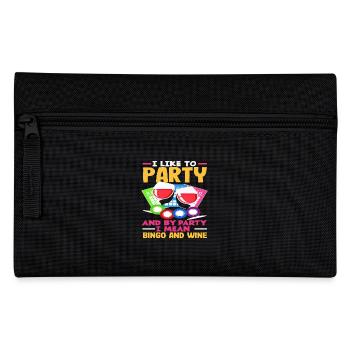 Bingo Spieler Party Mit Bingo Und Wein - Federtasche - Schwarz - Vorne