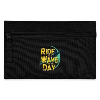 Surfer Ride the Wave – Own the Day Spruch - Federtasche - Schwarz - Vorne