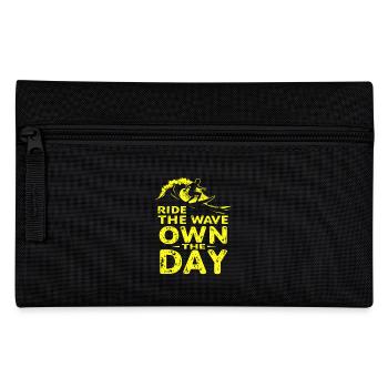Surfer Ride the Wave – Own the Day Spruch - Federtasche - Schwarz - Vorne