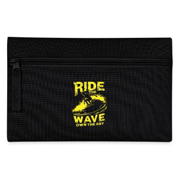 Surfer Ride the Wave – Own the Day Spruch - Federtasche - Schwarz - Vorne
