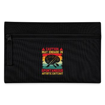 Cool Artist Caution Spontaneous Artistic Painter - Pencil Case - black - Front