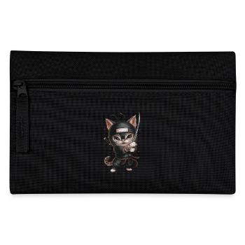 Chat ninja avec une épée en action - Mignon - Trousse - noir - Devant