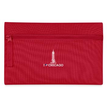 I love Chicago Cool Empire Illinois Heart Flag Wortspiel - Federtasche - Rot - Vorne