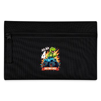 Dinosaur 4th Birthday Monster Truck - Pencil Case - black - Front