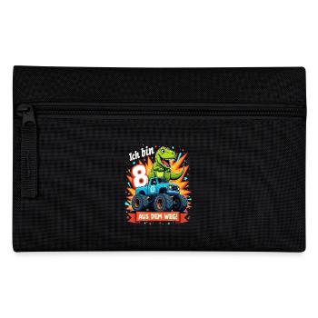 Dinosaur 8th Birthday Monster Truck - Pencil Case - black - Front
