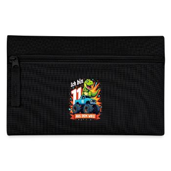 Dinosaur 11th Birthday Monster Truck - Pencil Case - black - Front