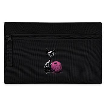 Black cat with ball of wool for cat lovers - Pencil Case - black - Front