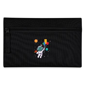 Astronaut with building blocks and planets in space - Pencil Case - black - Front