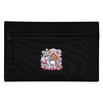 Licorne et bonbons devant la maison en pain d’épice - Trousse - noir - Devant