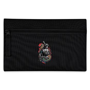 Samurai mit Drachen im Hintergrund - Japanische - Federtasche - Schwarz - Vorne