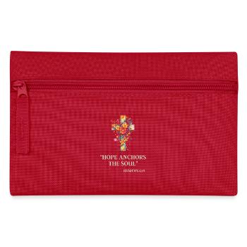 Blumenkreuz & Hebräer 6:19: Hoffnung Anker Seele - Federtasche - Rot - Vorne