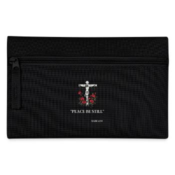 Jesus am Kreuz & Markus 4:39: Friede sei Still - Federtasche - Schwarz - Vorne