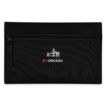 I Love Chicago Humor Golden Gate Bridge Heart Flag - Pencil Case - black - Front