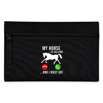 Pferdeliebhaber Reiten Pferde - Federtasche - Schwarz - Vorne