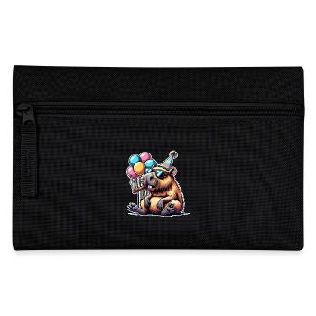 Anniversaire Capybara Fête Cigare Drôle - Trousse - noir - Devant