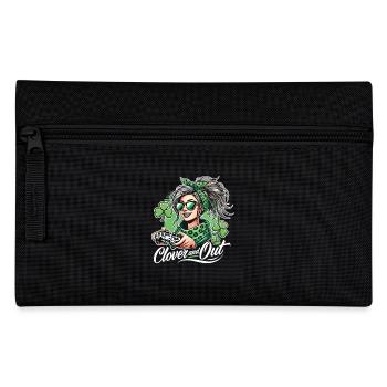 St. Patrick's Day Gamer Girl style clover and out - Pencil Case - black - Front