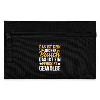 Feinkostgewölbe Fun Shirt – Lustiger Bauch Spruch - Federtasche - Schwarz - Vorne