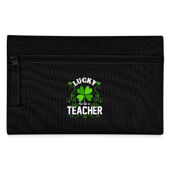 St Patrick's Day Lucky To Be A Teacher - Pencil Case - black - Front
