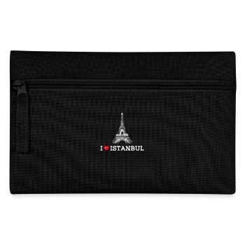 I Love Istanbul Heart Flag Eiffel Tower Lover Pun - Pencil Case - black - Front