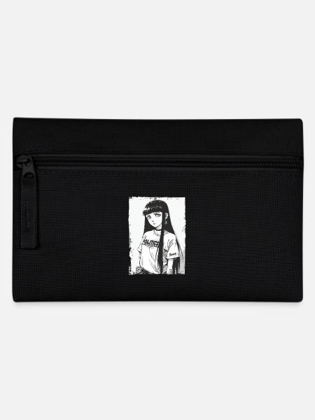 Japanese Cartoon Girl and Politics - Pencil Case - black